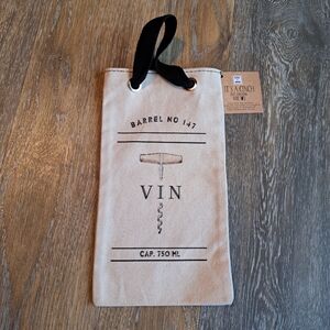 Vin Design Canvas Wine Tote Bag With Black Handle